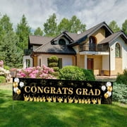 Graduation Decoration 2026 Congrats Grad Banner Yard Sign Class of 2026 Banner Photo Booth Backdrop College Graduation Party Supplies Black 19 X 118
