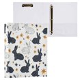 thumbnail image 3 of Haosy Hardcover 3 Ring Binder 1.5 Inch Ring Decorative Binder Organizer for Home School Office, Black White Rabbits and Stars, 3 of 10