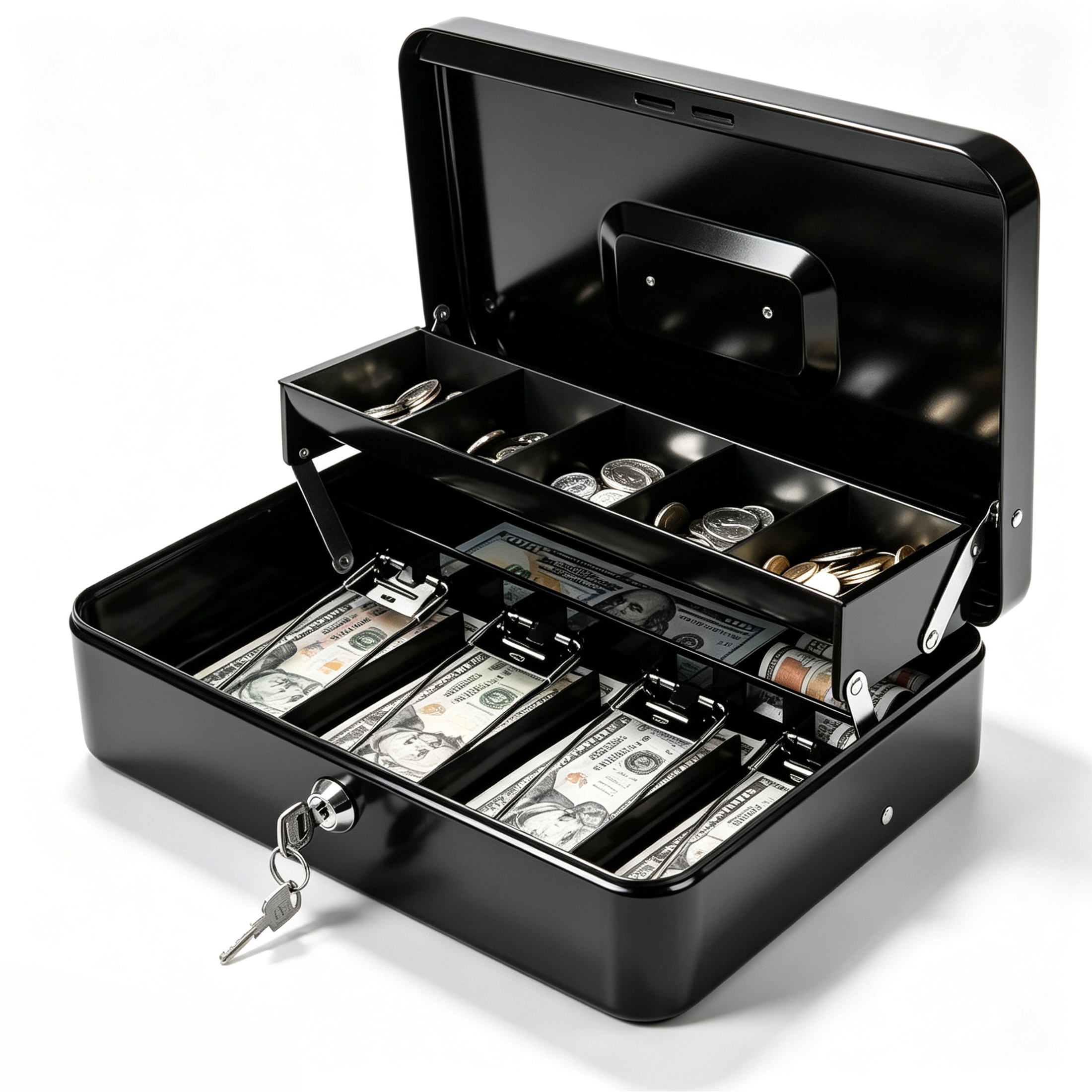 Alylo Large Metal Cash Box with Key Lock
