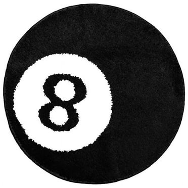 8 Ball Rug - 32 Inch White & Black Rug - Cool Rugs and Aesthetic Rugs for Bedroom & Living Room