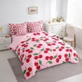 thumbnail image 3 of Manfei Kawaii Cherry 7-Piece Twin Bedding Sets,Cartoon Fruit Bedding Comforter Set,Red Pink Breathable Sheet Sets,Super Cozy Cute Room Decorative,Reversible, 3 of 6