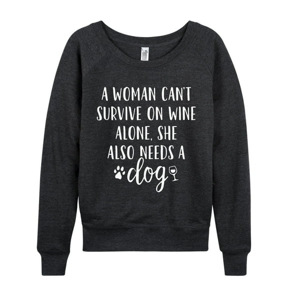Instant Message - Can't Survive On Wine Alone - Women's Lightweight French Terry Long Sleeve Shirt