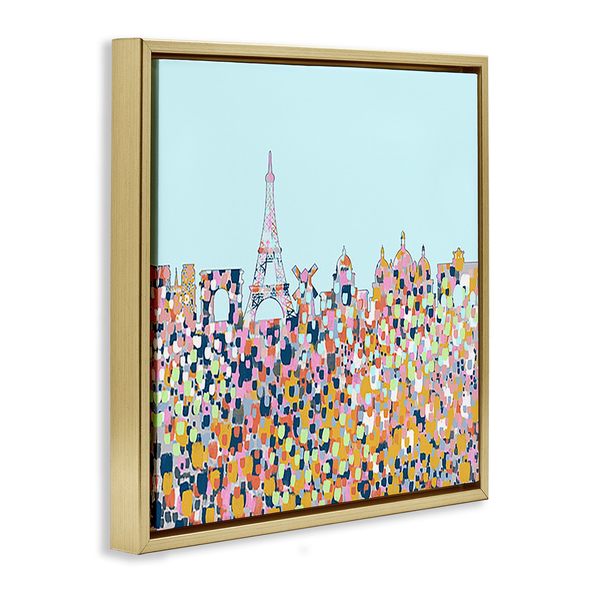 Stupell Industries Abstract Paris City View Abstract Painting Gold Floater Framed Canvas Art Print Wall Art, 25 x 25