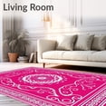 thumbnail image 2 of ODIKA 4'x6' Machine Washable Non-Slip Area Rug, Ornate Trellis Interlocking Filigree Contemporary Style High Traffic Rug with Pad, Pink, 521495, 2 of 8