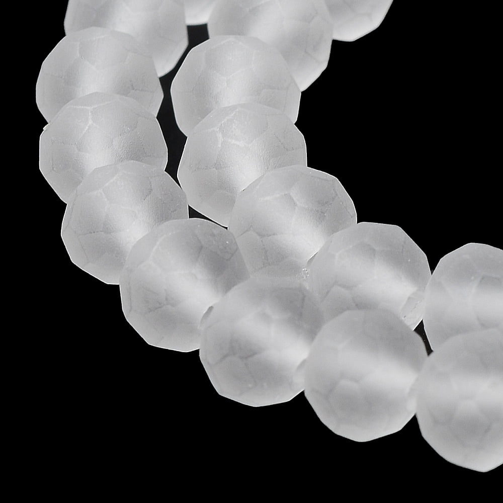 Transparent Glass Beads Strands Faceted Frosted Rondelle WhiteSmoke 10mm Hole: 1mm about 63~65pcs/strand 49~50cm