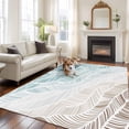 thumbnail image 3 of Area Rug 60×96in, Geometric Stripe Ombre Art Floor Carpet Living Room Rug, Abstract Lines Blue Beige Non-Slip Welcome Mat Indoor Rugs for Bedroom Dining Room, 3 of 9