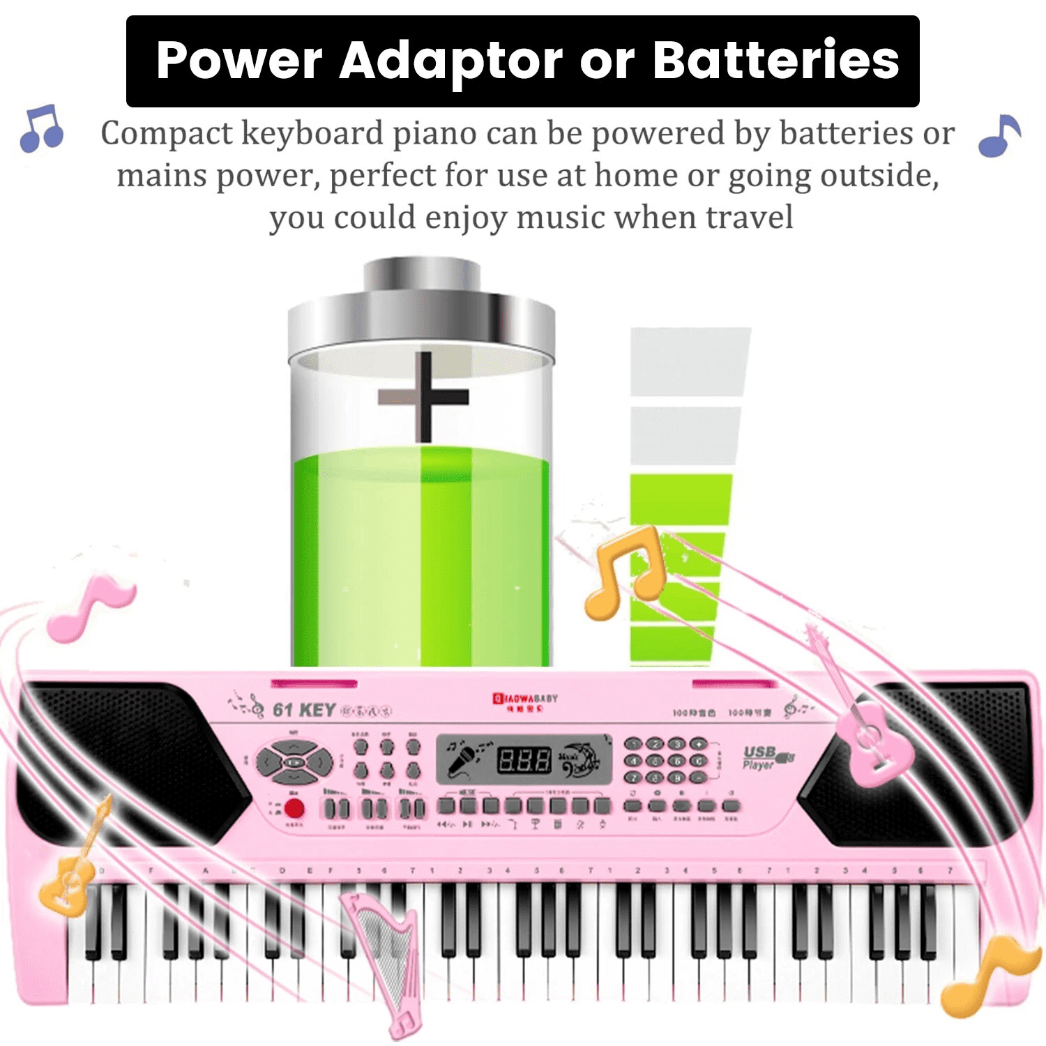iMeshbean Piano Keyboard 61 Keys Electric Keyboard Piano Keyboard Piano for Beginners with Stand, Built-in Dual Speakers, Microphone & Display Panel, Pink