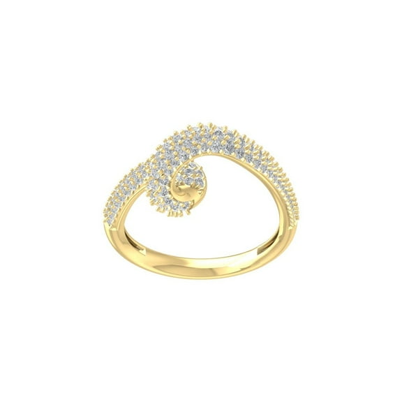 ARAIYA FINE JEWELRY 10K Yellow Gold Lab-Grown Diamond Anniversary Ring (1 cttw Round-shape Lab-Grown Diamonds (D-F Color, VS Clarity) Size 7
