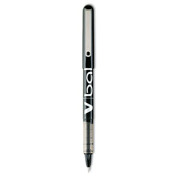 Vball Liquid Ink Roller Ball Pen, Stick, Fine 0.7 Mm, Black Ink, Black Barrel, Dozen