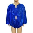 thumbnail image 5 of Little Boys Laser Square Plaid Sequin Cardigan Top Stagewear Jacket Blue,8-9T, 5 of 5