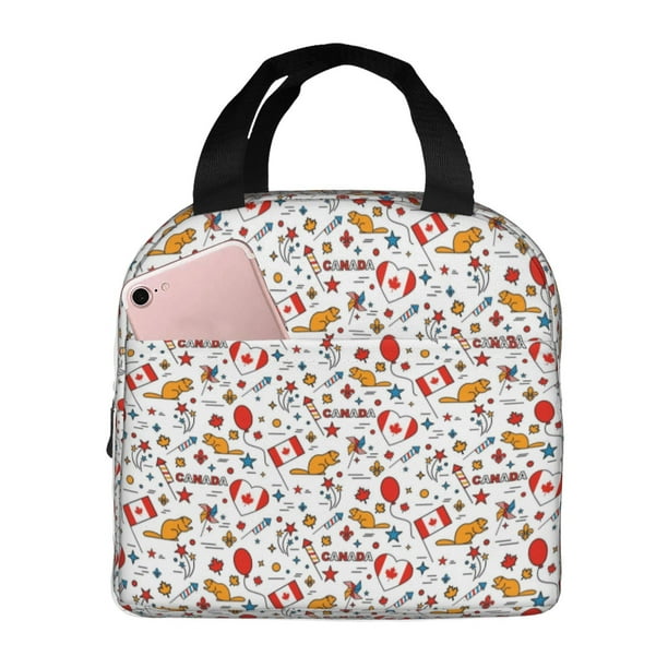 Easygdp Canada Day Bolsa Térmica Premium - Tela Oxford Impermeable, Gran Capacidad, Bolsillo Frontal, Unisex para Trabajo, Escuela, Actividades al Aire Libre y Picnics
