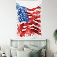 thumbnail image 4 of American Tapestry, Flag of America Watercolor Splash National Independence Symbol Abstract Art, Wall Hanging for Bedroom Living Room Dorm Decor, 60W X 80L Inches, Red Blue White, by Ambesonne, 4 of 5