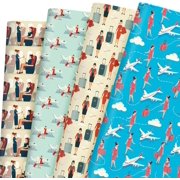 Flight Attendant Wrapping Paper 12 Sheets Airplane & Cabin Crew Designs Gift Wrap for Flight Attendants,Aviation Enthusiasts,Travel Lovers,20"×28"