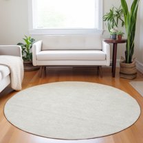 Addison Rugs Chantille Indoor/Outdoor Transitional Geometric Beige Washable Round Rug, 8' x 8'
