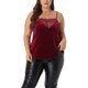 thumbnail image 2 of Camiseta sin mangas de encaje de tirantes ajustables de terciopelo Agnes Orinda para mujeres de talla grande color burdeos 3X, 2 of 6