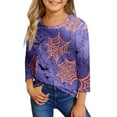 thumbnail image 2 of Abcomgle Girls Halloween Shirts Size 14 Spooky Bat Spider Graphic Tshirts for Kids Crewneck 3/4 Sleeve Shirts for Kids Fall Funny Holiday Tee Top Girls,9-10 Years, 2 of 5