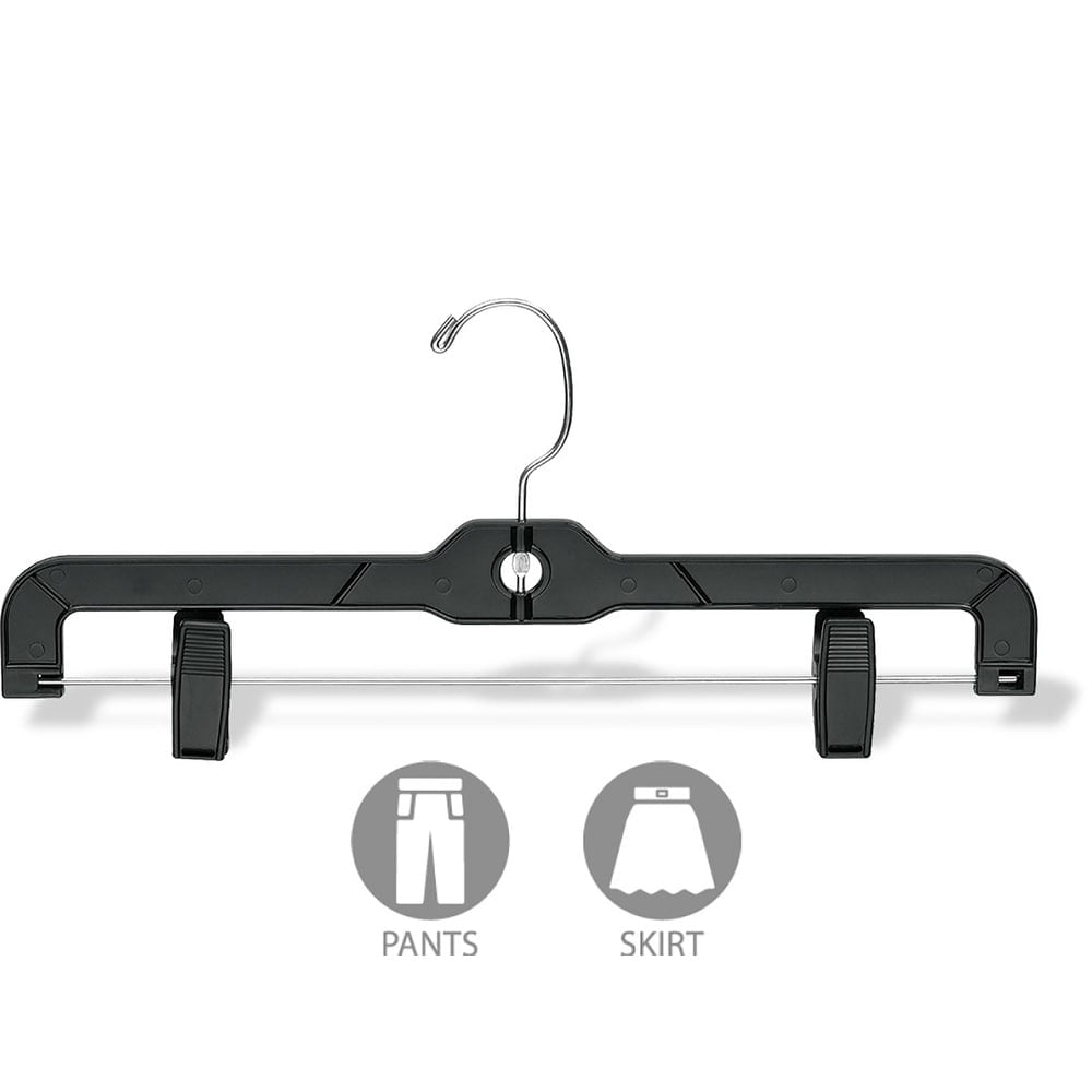 INTERNATIONAL HANGER Heavy Duty Black Plastic Bottom Hanger for Pants, 25 Pack