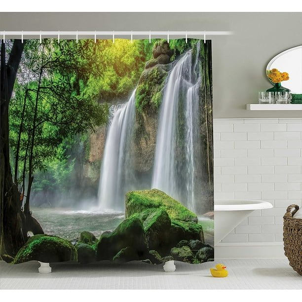 Waterfall Decor Shower Curtain by , Cascade Stream in Exotic North ...