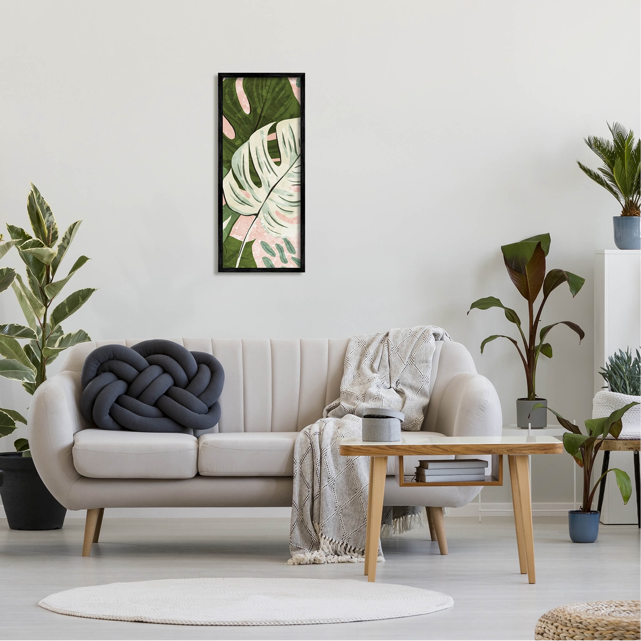 Tropical Monstera Leaf Shapes Botanical & Floral Graphic Art Black Framed Art Print Wall Art