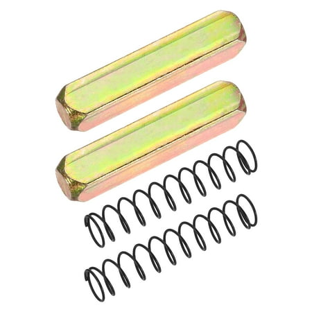 2Pack Door Knob Spindle, 40mm Spare Door Handle Spindle Bar with Spring, Vintage Straight Spindle Replacement Parts for Mechanical Locks, Gold Tone
