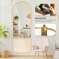 thumbnail image 6 of Arched Full Length Wall Mirror 64"x21" Full Body Mirror with Cleaning Cloth for Bedroom Door Decorative Makeup Aluminum Alloy Frame Floor Mirror Wall Mount Gold, 6 of 7