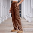 thumbnail image 4 of Pantalones Cargo for mujer, pantalones elásticos de cintura alta, pantalones de viaje de pierna ancha, pantalones casuales holgados, ropa de calle de senderismo con múltiples bolsillos, 4 of 7