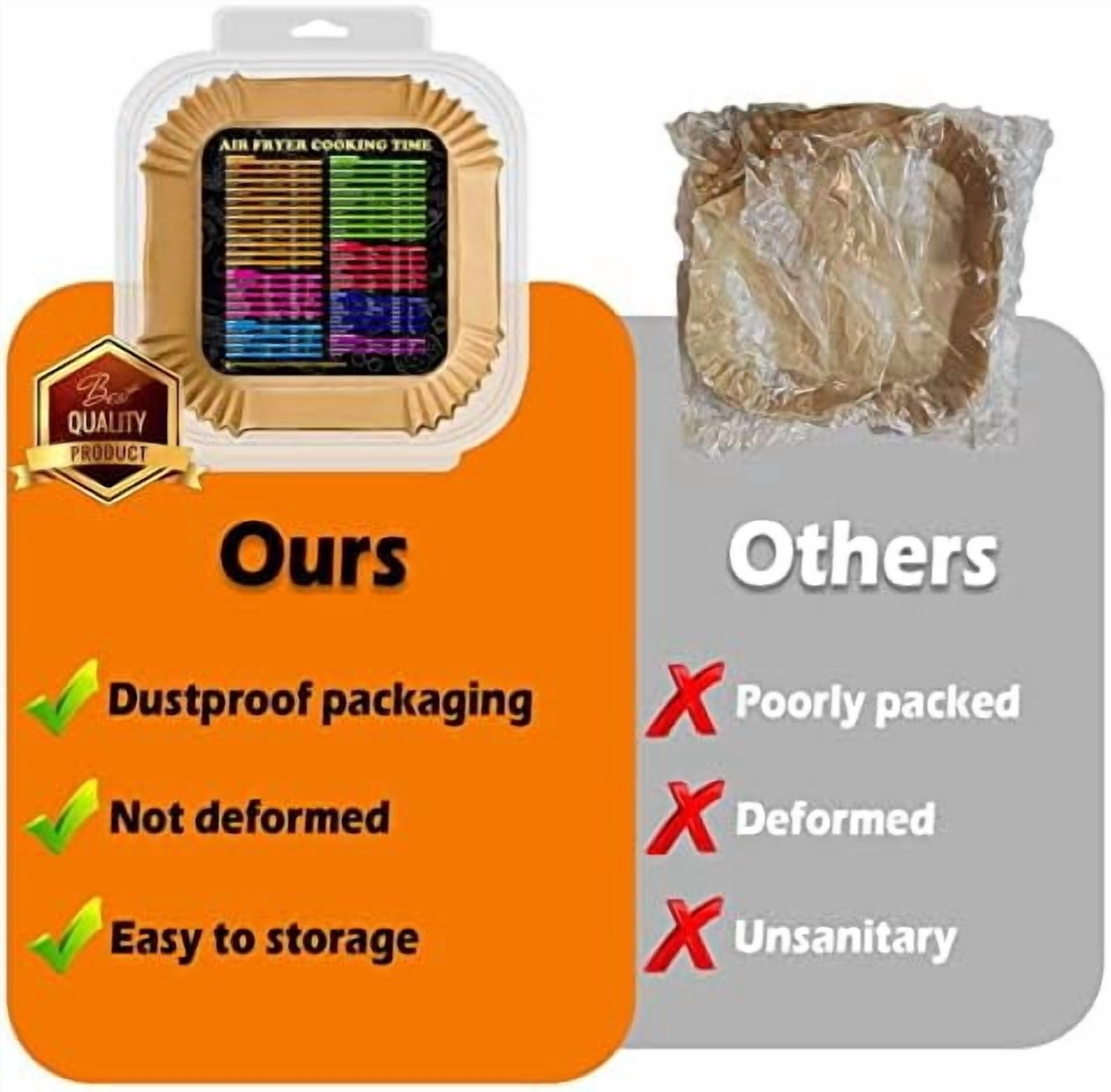 Air Fryer Liners Disposable, Large Airfryer Liners 10 Inch Square, Non-stick Air Fryer Paper Liners Oil Resistant, Waterproof Air Fryer Parchment Paper Liners for Roasting Microwave