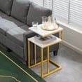 thumbnail image 2 of (42 x 35.5 x 71)cm C-Type Side Table Double-Layer Gold Marble Sticker, 2 of 23