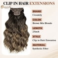 thumbnail image 7 of CREAMILY Long Wavy Curly Clip in Hair Extensions for Women Brown Highlight Blonde Synthetic Thick Hairpieces（23in,4pcs）, 7 of 7