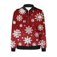 thumbnail image 4 of ClodeEU Women's Christmas Print Jacket,Zip Up Long Sleeve Jacket With Pockets,Trendy Christmas Outwear Red,Womens Plus S, 4 of 5