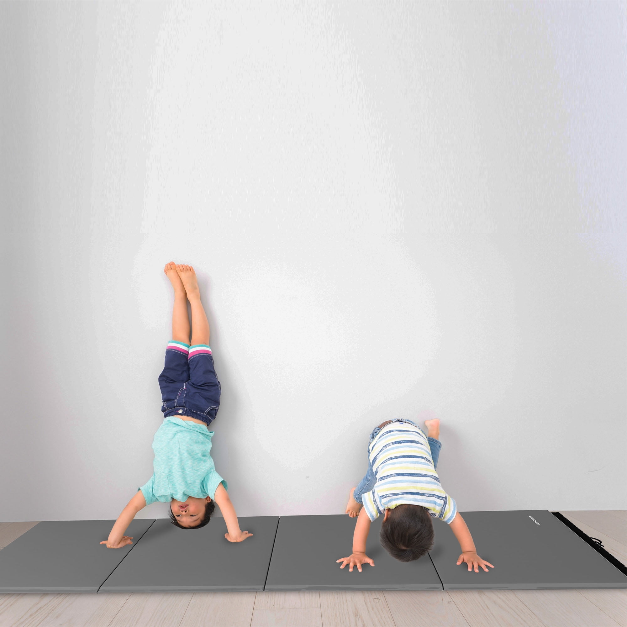 BalanceFrom 2-Pack 10ft x 4ft x 2in 4-Panel All-Purpose Folding Gymnastics Mat, Gray
