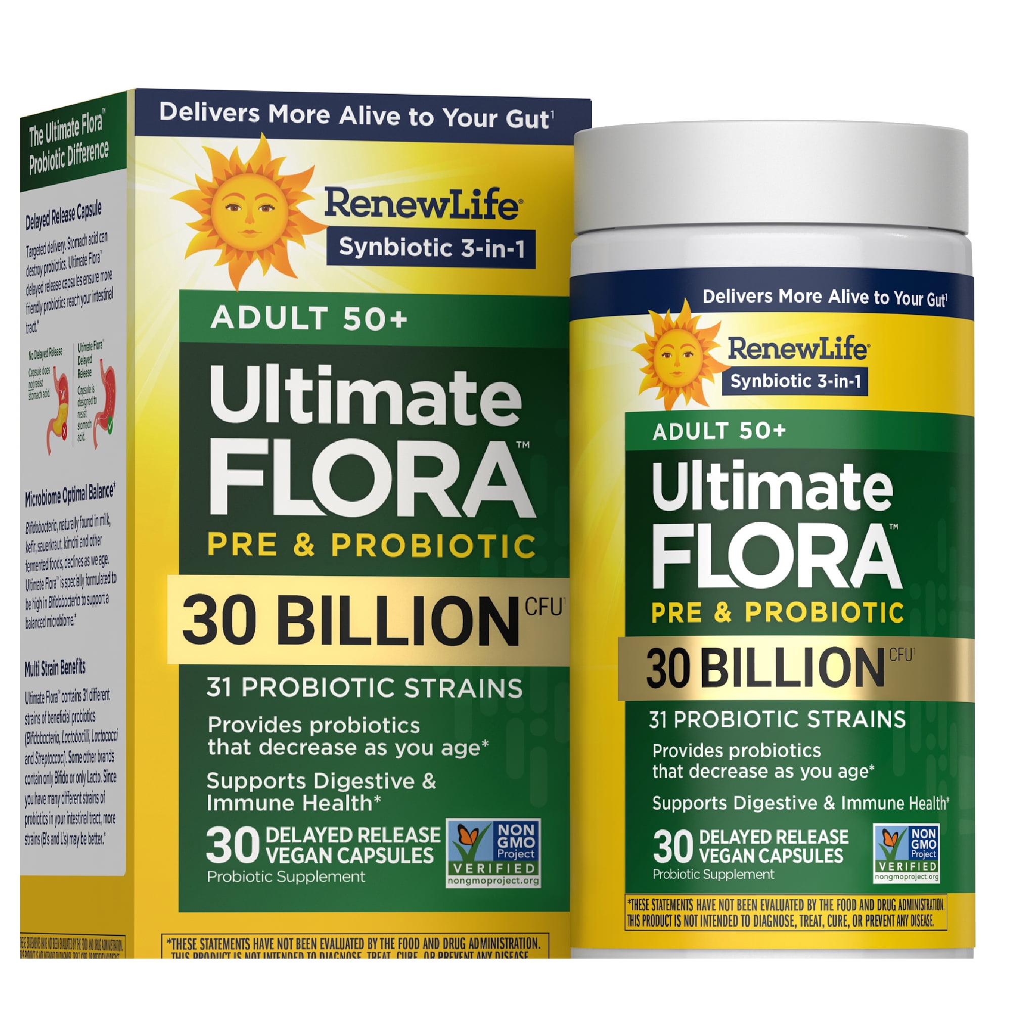 Renew Life Adult 50+ Probiotic Supplement Capsules, Unisex, 30 Billion CFU, 30 Count