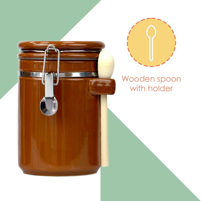Home Basics 4 Piece Ceramic Canister Set with Wooden Spoons, White HDC50594  - The Home Depot
