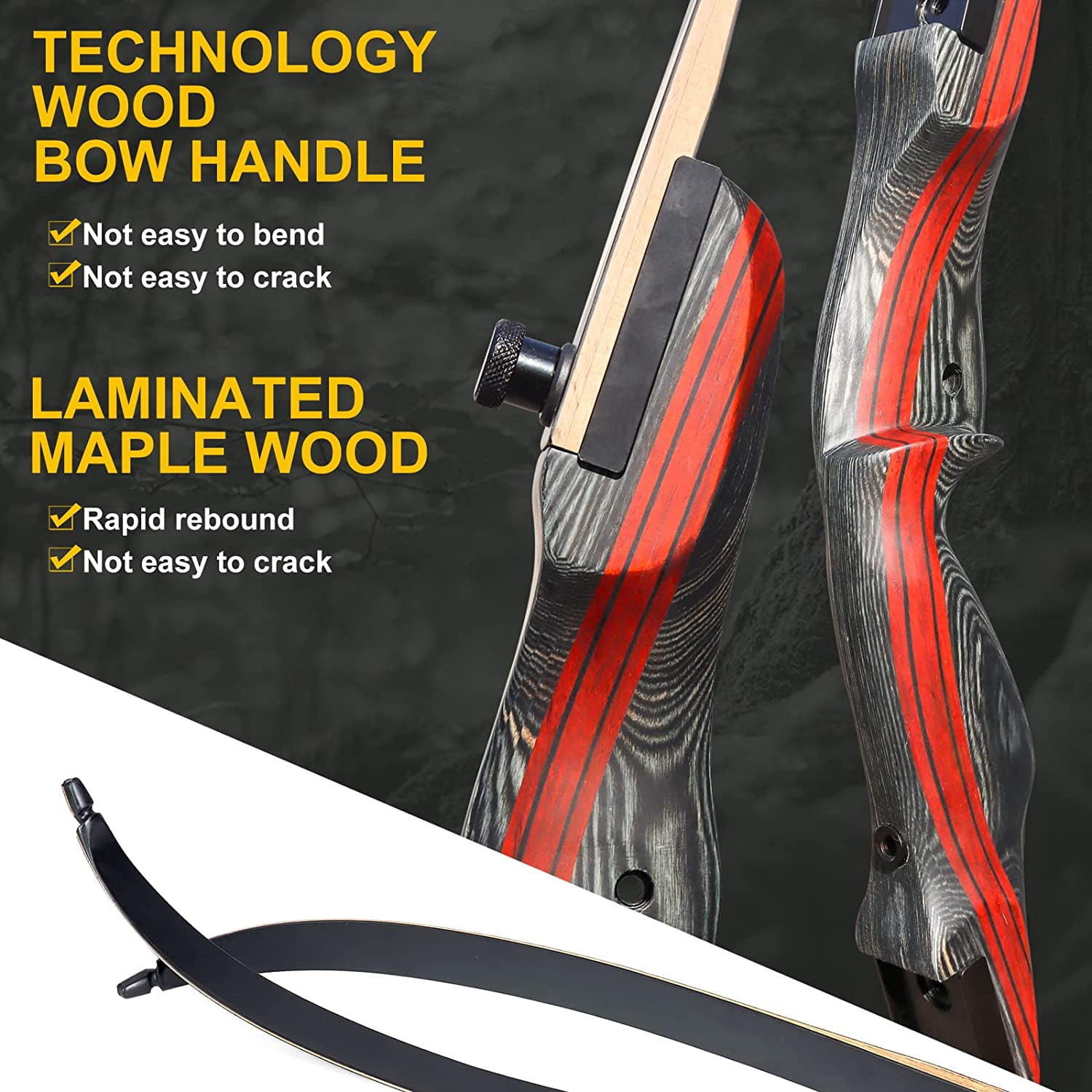 62" Archery Recurve Bow And Arrow For Adults Hunting & Target Shooting