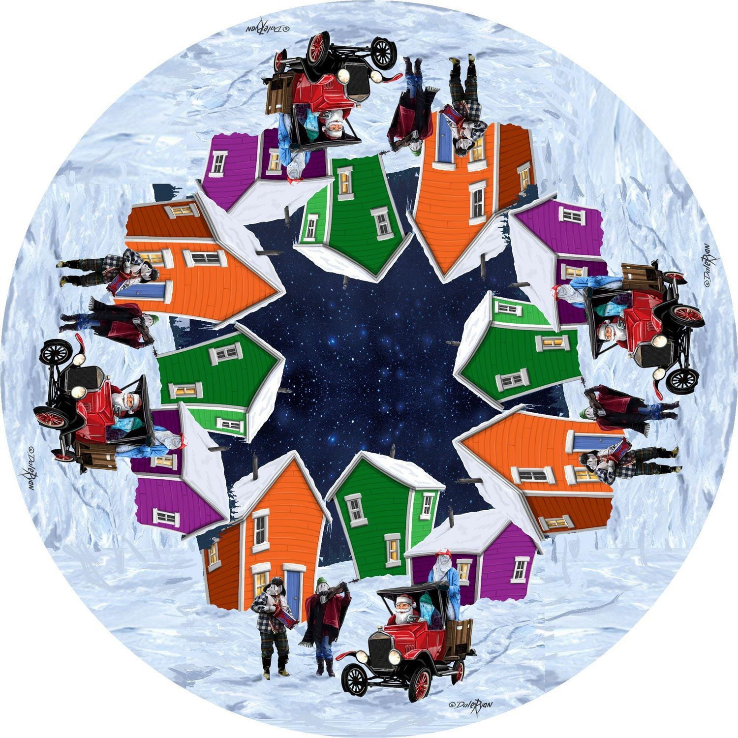 Polyester Digital Print Tablecloth (Père Noël Helpers) (54 X 72)