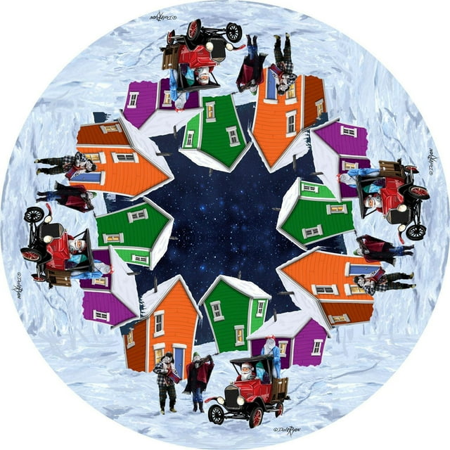 Polyester Digital Print Tablecloth (Père Noël Helpers) (60 X 90)