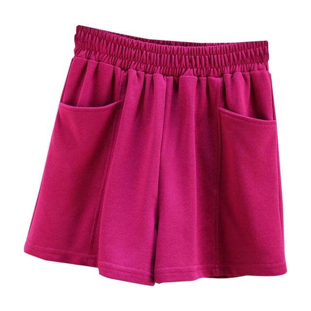 FNFYFH Clearance Womens Exercise Loose Fit Solid Color Summer Sport Shorts Quick Dry Running Shorts,Hot Pink