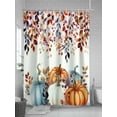 thumbnail image 5 of Fall Shower Curtain Pumpkins Eucalyptus Leaves Shower Curtains for Bathroom Thanksgiving Decor, Waterproof Polyester Shower Curtain Set with Hooks, Stall Long Size 54"x78" Berry Leaf, 5 of 6