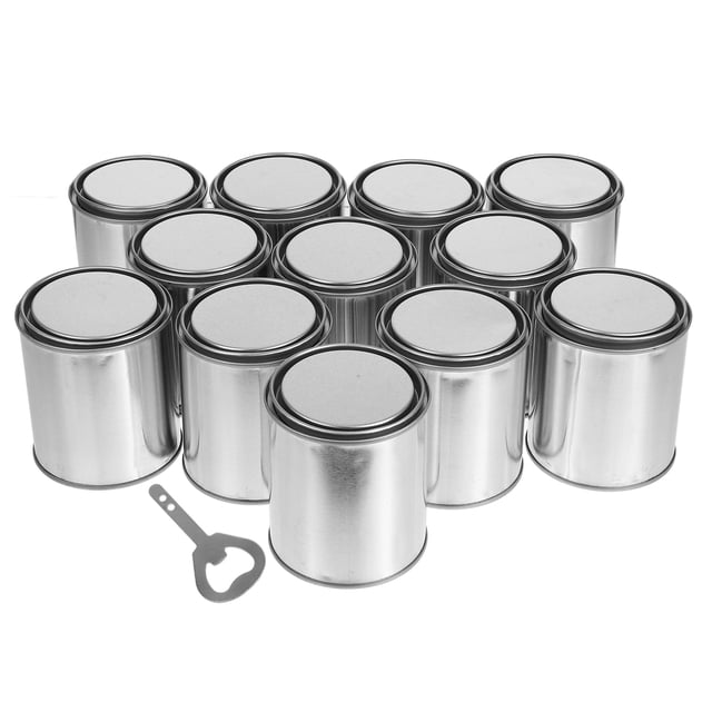 KAKOWELY empty paint cans quart 1 Set Metal Paint Cans With Lids Empty Unlined Paint Buckets Storage Paint Pails Containers For Arts And Crafts With Opener