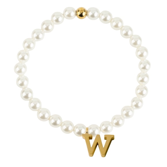 Pulseras Mujer de Perlas con Iniciales Oro 18k LuckyLy, Modelo Galia blanco UNITALLA
