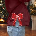 thumbnail image 5 of Wang6 Womens Whtie Graphic Sweatshirts Trendy Crew Neck Long Sleeve"Merry Christmas"Pullovers Casual Side Slit Hem Bow Tshirts Tops Y_Wine S, 5 of 6
