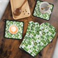thumbnail image 5 of St. Patrick's Day and Rainbows Green Kitchen Oven Mitt and Pot Holder Set 2 Pcs, Heat Resistant Up To 392 °F, for Baking, Cooking and Grilling, 5 of 6