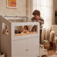 thumbnail image 3 of Mteryoing Large Hamster Cage with Storage Cabinet & Acrylic Viewing Panels, Small Animal Habitat with Lockable Top for Guinea Pig Hedgehog, White, with Casters, 3 of 7