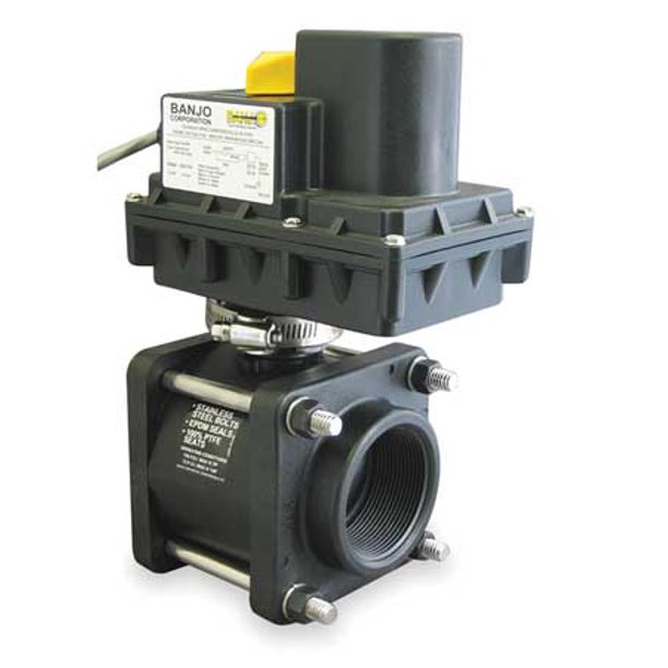 BANJO EV204FP 2" FNPT Polypropylene Electronic Ball Valve 2Way