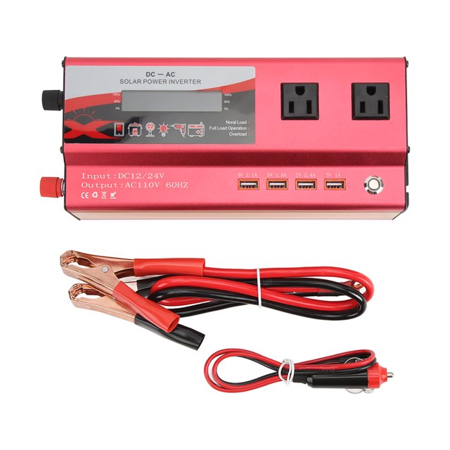 Convertidor de coche, inversor de corriente rojo de 900 W, inversor de corriente, inversor de coche de onda sinusoidal modificada, alta capacidad