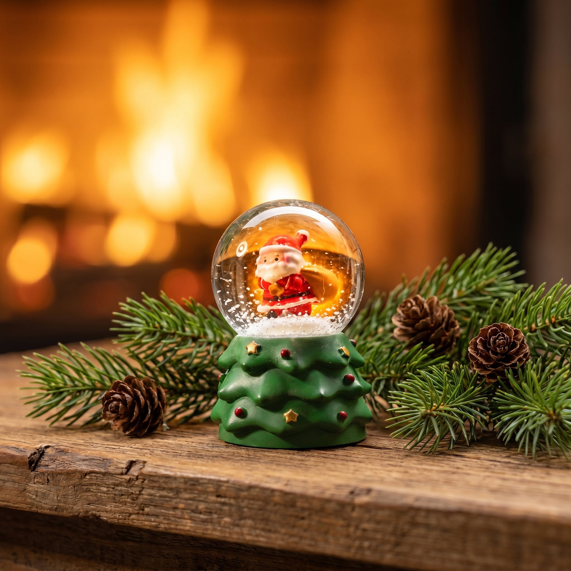 Unique Bargains Light Up Crystal Ball LED Glitter Snow Globe Green 1.8" x 1.8" x 2.7"