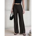 thumbnail image 4 of Women Satin Wide Leg Pants Hidden Elasticized Waistband Silk Casual Long Flowy Loose Trousers Black S, 4 of 7