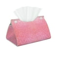 thumbnail image 2 of Lsque Sparkly Pink Glitter Printed Long Tissue Box Cover Holder, Facial Paper Organizer Dispenser,Triangle with Bottom Belt, PVC Leather Decorative Organizer, 2 of 9