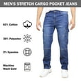 thumbnail image 4 of Men's 2-Pack Stretch Cargo Pocket Jeans - Classic Denim Look with Flexibility & Comfort (Sizes: 30-42), 4 of 5
