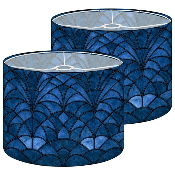Lampshades 2 Pack Blue stained glass window Abstract stained decor for interior Sketch 13"x13"x10" Light Shade for Table Lamps Floor Lamps Drum Lamp Shades Lampshade Replacement Easy Assembly